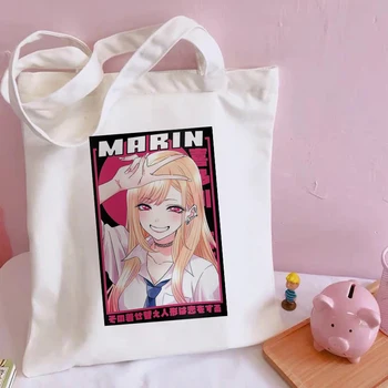 Japonia Anime Meu Dress-Up, Draga marin Manga Reutilizabile de Cumpărături Pungă de Femei Panza Tote Pungi de Imprimare Eco Geanta Shopper Saci de Umăr