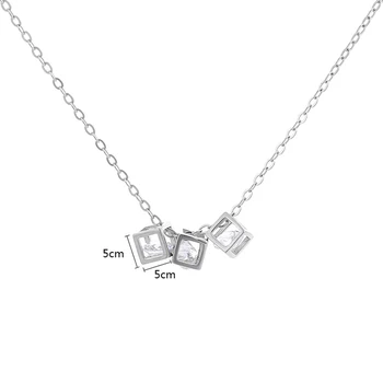 MAIKALE de Lux Argint 925 Coliere Pandantiv cu 3pcs Pătrat AAA Cubic Zirconia Farmecul Colier pentru Fete Femei Bijuterii