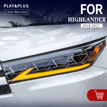 Masina Lampă de Cap pentru Toyota Highlander Faruri LED 2018-2021 Highlander DRL Semnalizare faza lungă Angel Eye Proiector Len Accesso
