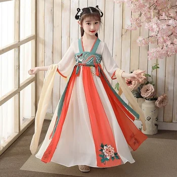 Copii Hanfu super zână piept lungime rochie de printesa stil Chinezesc vechi costum Tang costum de vara rochie de fată
