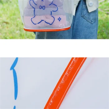 Vara Fata Pungă de PVC Ursul Desene animate Transparent Umăr Sac Impermeabil Sac de Plajă Student Travel Geantă de mână Saci Prânz Copii