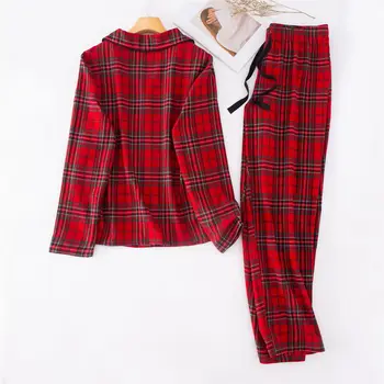 Din Bumbac Pijama Set Pentru Femei Barbati Cuplu De Crăciun Roșu De Dormit Îmbrăcăminte De Iarnă Sleepwear Homewear Bumbac Pijama NewYear
