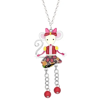 WEVENI Email de Metal Printesa Mouse-ul Colier Pandantiv Lanț Guler Anime Drăguț Animale de Bijuterii Pentru Femei și Fete Accesorii Noi