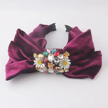 Flanel arc de culoare stras banda de moda Noua flanel bowknot încrustat cu pietre și metale păr accesorii femei 914