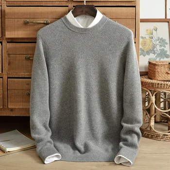 Pur pulover de cașmir pentru bărbați 2021 noi de iarna gât rotund gros de caldura culoare pură jacquard liber casual moda pulover pulover