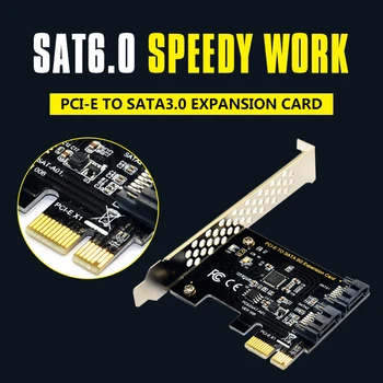 PCI Express SATA 3 Controller Card, 2 Port PCIe, SATA III 6GB/s Intern Adaptor Converter pentru PC Desktop Suport SSD, iar HDD-ul w
