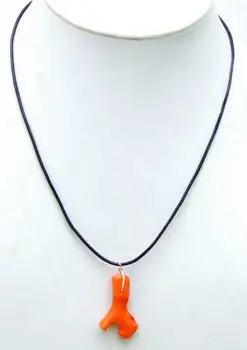 Qingmos REALE Portocaliu Coral Pandantiv Colier pentru Femei cu Naturale 8*40mm Ramura de Coral Colier Cablu 18