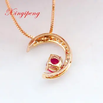 Xin yi peng 18 k aur rose naturale rubin pandantiv cu un diamant pandantiv femeie de moda cadou de ziua îndrăgostiților