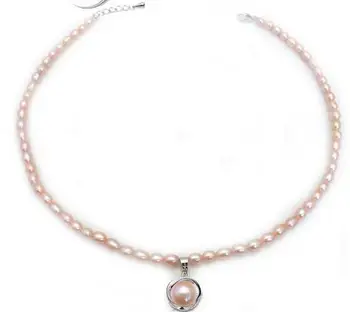 De vânzare de Bijuterii>>Real naturale de apă dulce pearl coliere pentru femei,alb perla pandantiv colier indesata reglabil mici perle