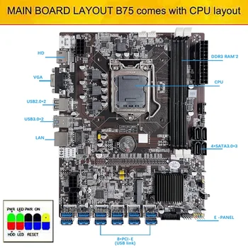B75 12 Card BTC Mining Placa de baza+CPU G620+Ventilator+Thermal Grease+Cablu SATA+Comutator de Linie de 12 USB3.0 Slot LGA1155 DDR3 MSATA