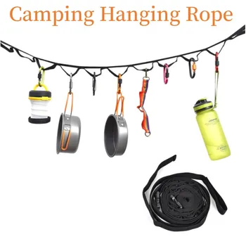 Camping Funie Camping Depozitare Curea De Camping Șnur Frânghie De Rufe Cu 19 Cârlige Tabără Unelte În Aer Liber Accessori
