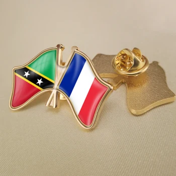 Franța și federația Saint Kitts și Nevis Trecut Dublu Prietenie Steaguri insigne, Brosa Insigne
