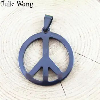 Julie Wang 1buc-Negru Semn de Pace Creative din Oțel Inoxidabil Farmecul Colier cu Pandantive Constatările de Luare de Bijuterii Accesorii