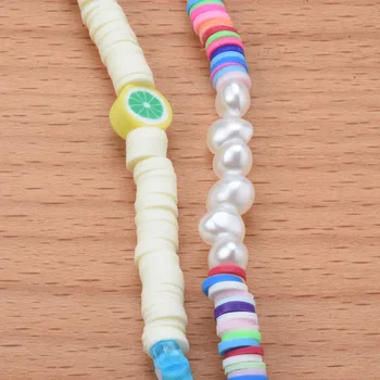 Trendy Lut Polimeric Șirag De Mărgele Margele Cravată Colier Pentru Femei Boem Colorate Multistrat Scrisoare Pearl Colier Guler Bijuterii