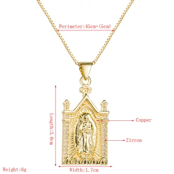 Gotic Colier placat cu Aur Pentru Barbati/Femei/Cupluri Biserica Catolică Maria Statuie Pandantiv Vintage 2020 Bijuterii Accesorii Lanturi