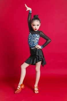 Noul Leopard latino Rochie de Dans Pentru Copil Fată Salsa, Tango, Dans Concurență Rochie Costum Copii Practică Haine DL6687
