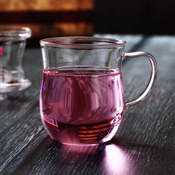 Sticlă transparentă ceașcă de ceai cu filtru și capac frumos, de mână sufletul la gură Borosilicată cana de birou
