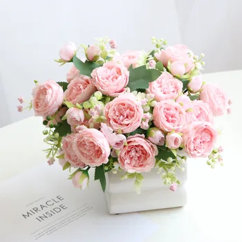 5Pcs Mătase Buchet de Flori Artificiale Decor Acasă persan Trandafiri Frumusete Mireasa care Deține Fals Flori de Nunta Petrecere Furnizori