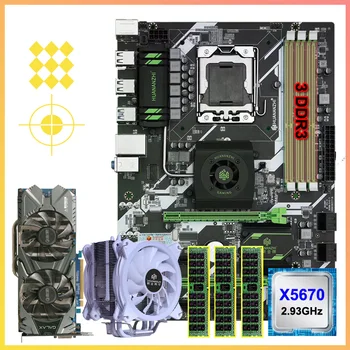 HUANANZHI Placa de baza X58 Deluxe LGA1366 CPU Xeon X5670 cu Cooler Mare Brand RAM 48G(3*16G) RECC placa Video GTX970 4G Pachet