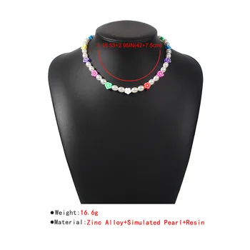 Boho Semințe Imitații de perle Cravată Drăguț Floare Margarete Colorate Holiday Beach Colier pentru Fete Adolescente Femei AM3073
