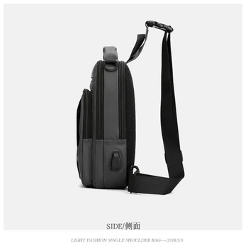 Piept geanta barbati de afaceri sac de mesager barbati USB anti-furt umăr geanta fashion casual sport multifunctional piept geanta