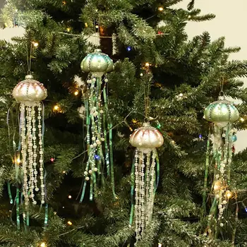 4buc Noutate Meduze Farmec Multicolor Meduze Ornament durată Lungă de Viață de Crăciun din Sticlă Perle Meduze Farmec Decor