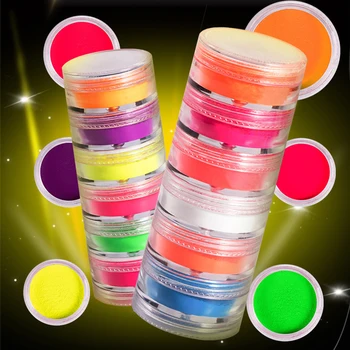 6 Culori de Unghii Neon Pulbere Set Fluorescente Pigment Praf Unghii Manichiura de Decorare Arta de Unghii BUTT666