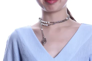 Noua moda plin de cristal pearl colier piatra stras de cristal pandantiv colier mix de design pentru femei fata frumos cadou