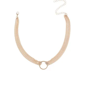 2017 Simplu de Aur de Culoare Lanț de Cerc Cravată Colier Pentru Femei Geometrice Chocker Coliere Coliere collares Collier Femme