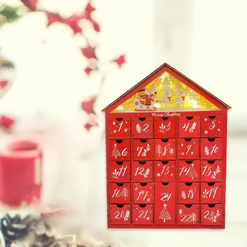 Din Lemn Roșu Calendar Advent, Cu 24 De Sertare De Vacanță Accent 15
